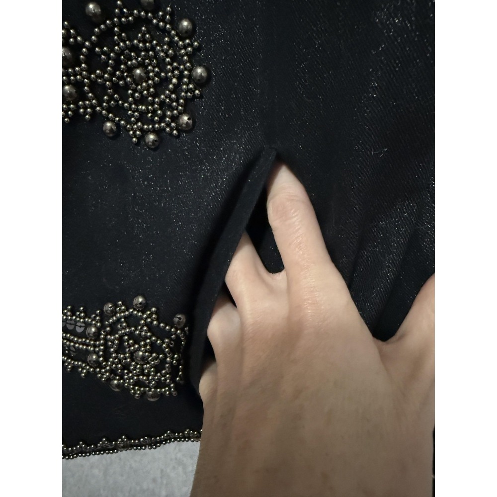 Chico's Jacket Womens 2 Black Beaded Sequin‎ Military Open Front Lined Party - Picture 9 of 15